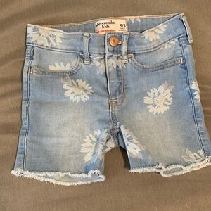 abercrombie kids Light Blue Denim Shorts with White Floral Print